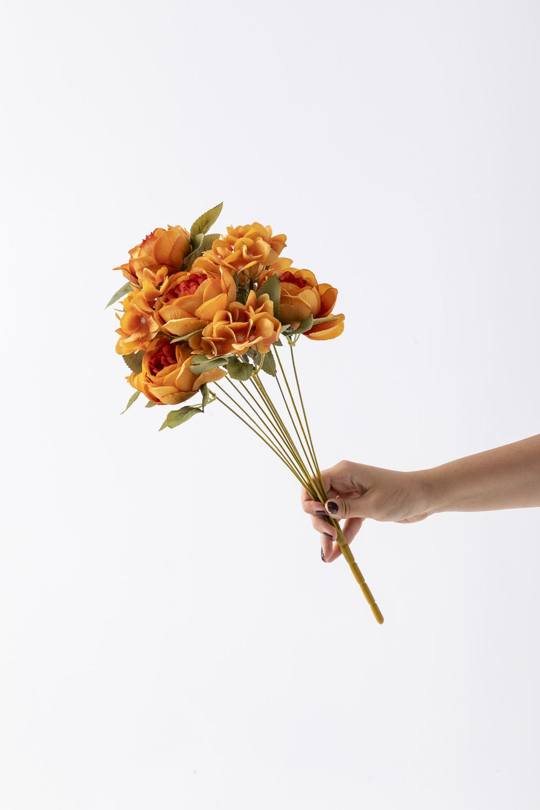 Yapay Ortancalı Şakayık Demeti Turuncu 45 Cm 11 Dal