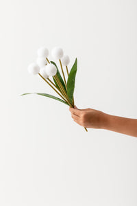 Yapay Ponpon Çiçeği Beyaz 35 Cm 7 Dal