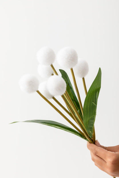 Yapay Ponpon Çiçeği Beyaz 35 Cm 7 Dal