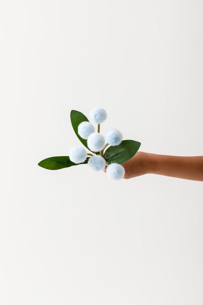 Yapay Ponpon Çiçeği Mavi 35 Cm 7 Dal