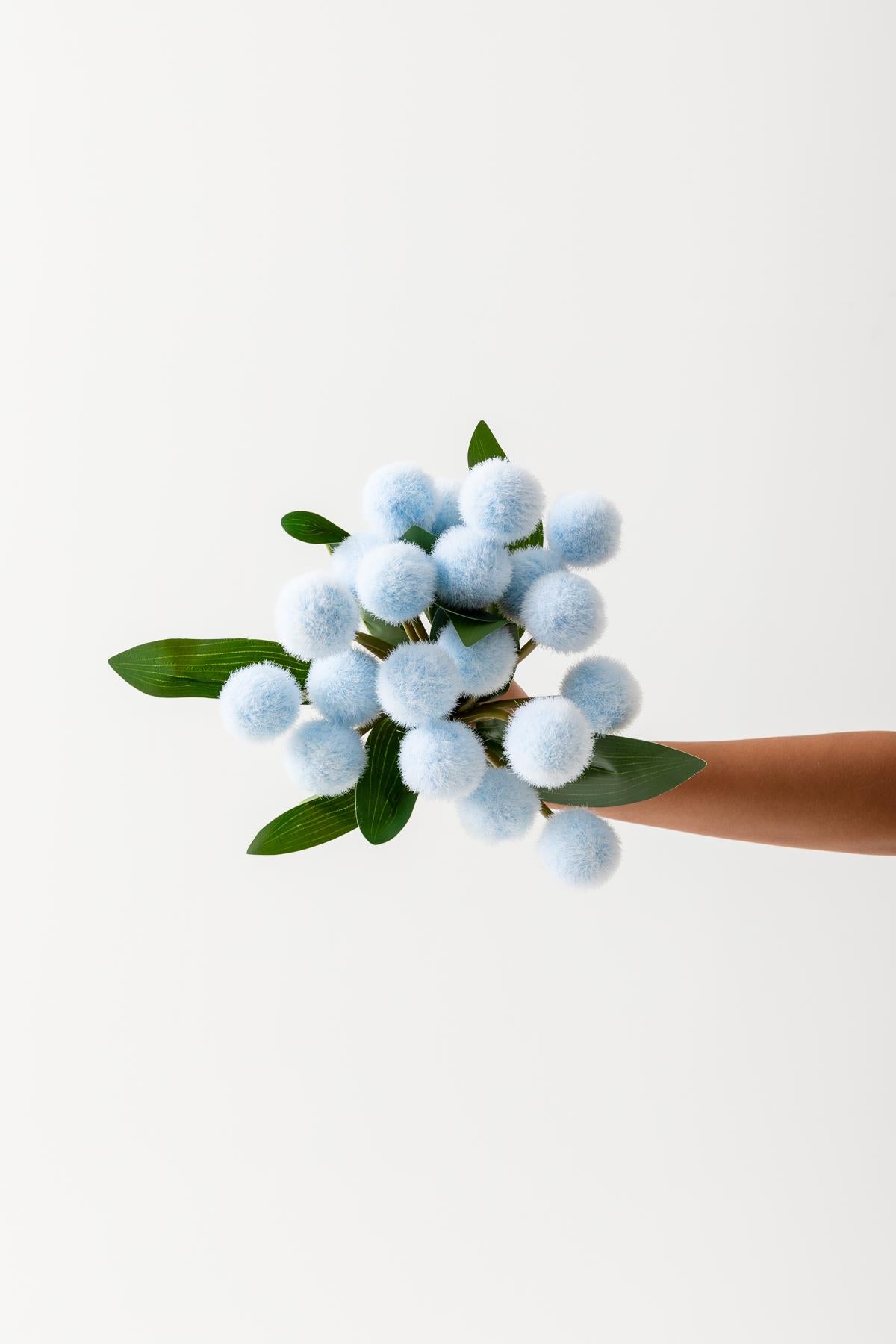 Yapay Ponpon Çiçeği Mavi 35 Cm 7 Dal