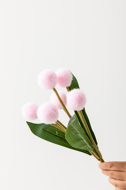 Yapay Ponpon Çiçeği Pembe 35 Cm 7 Dal