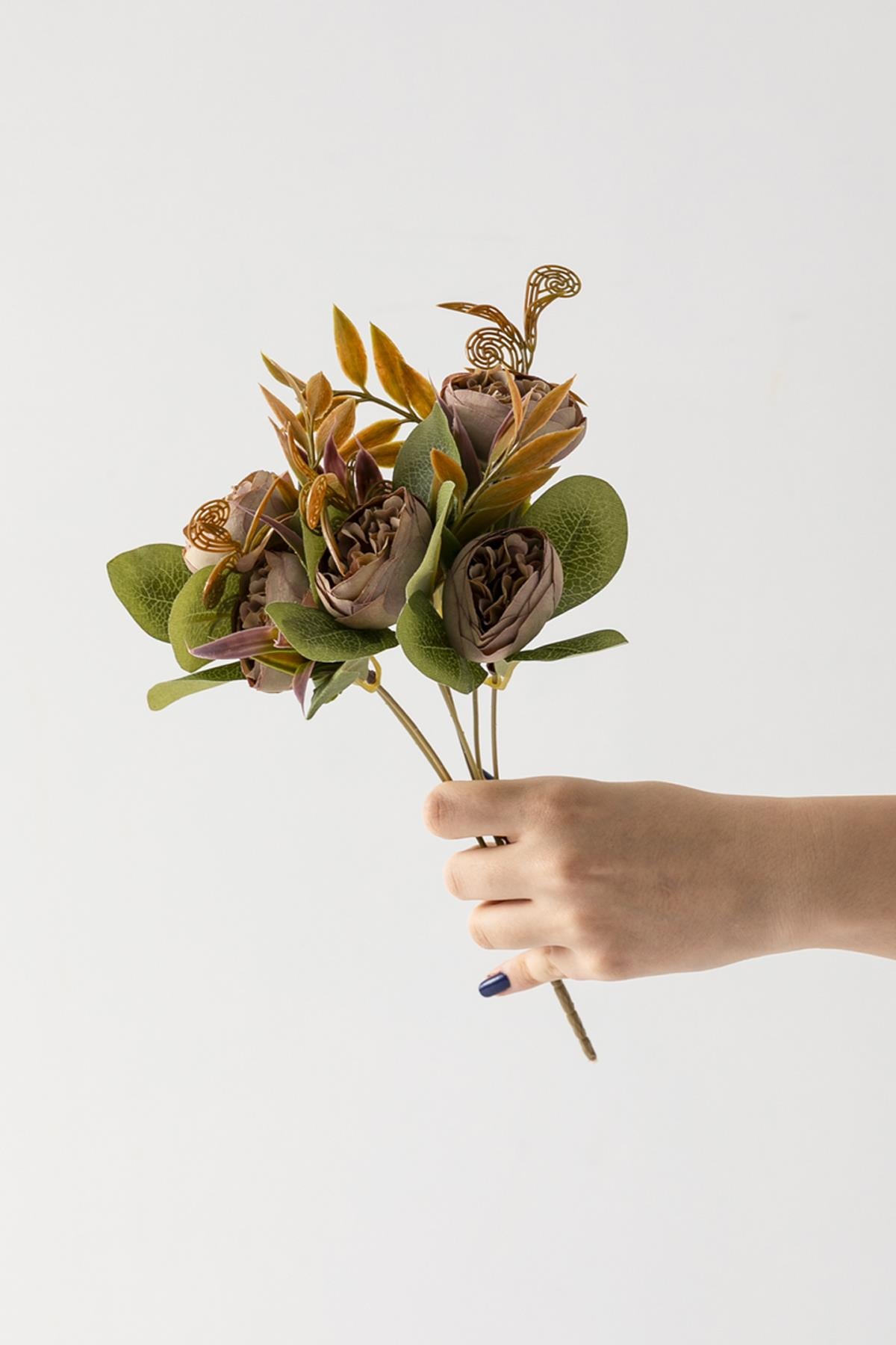 Yapay Şakayık Demeti 30 Cm 6 Dal Kahverengi