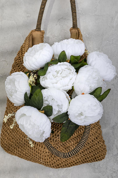 Yapay Şakayık Demeti Beyaz 35 Cm 9 Dal