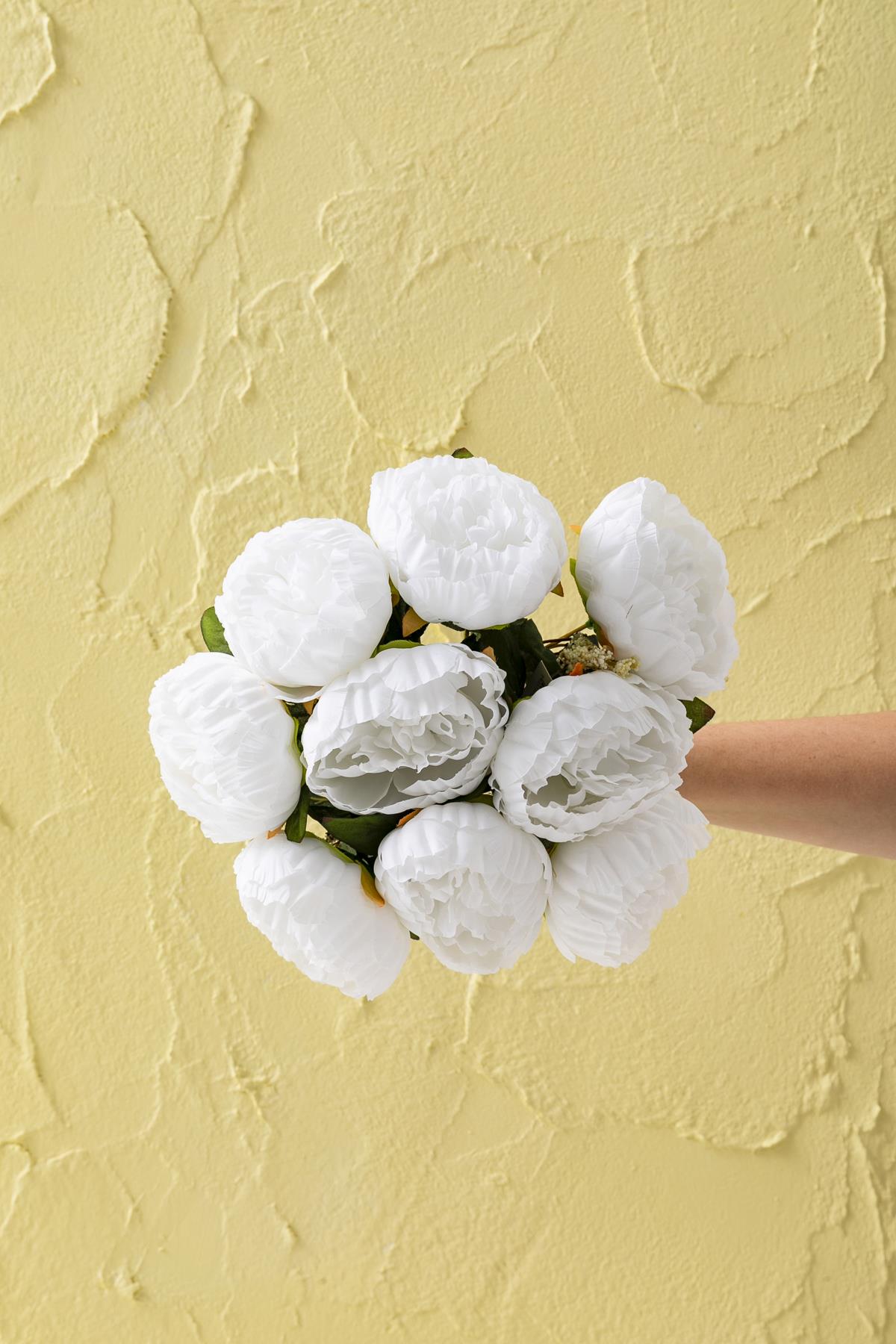 Yapay Şakayık Demeti Beyaz 35 Cm 9 Dal