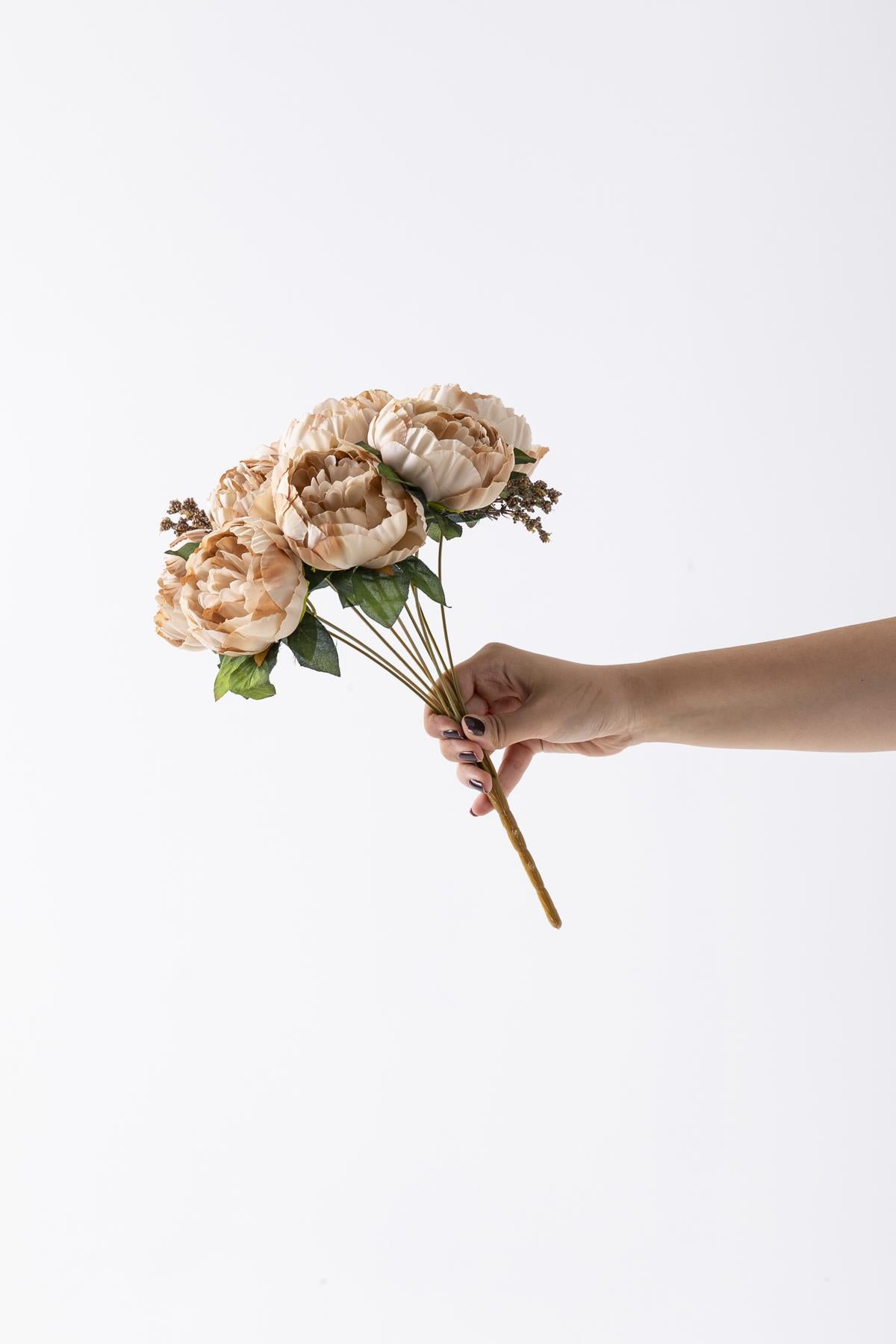 Yapay Şakayık Demeti Kahverengi 35 Cm 9 Dal