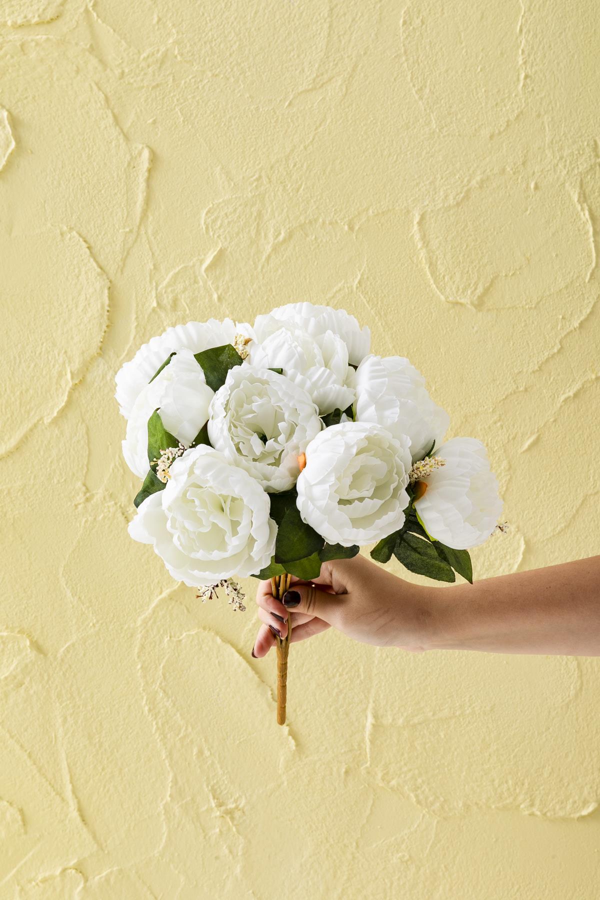 Yapay Şakayık Demeti Krem 35 Cm 9 Dal