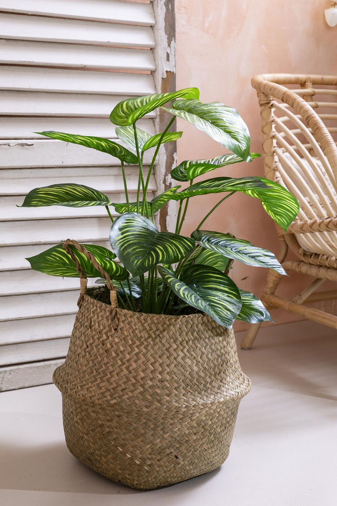 Yapay Salon Köşe Çiçeği Devetabanı Yeşil Sarı 65 Cm