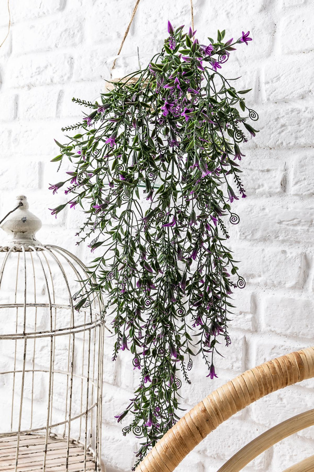 Yapay Sarmaşık Uv Korumalı Küpe Yeşil Mor 80 Cm 5 Dal