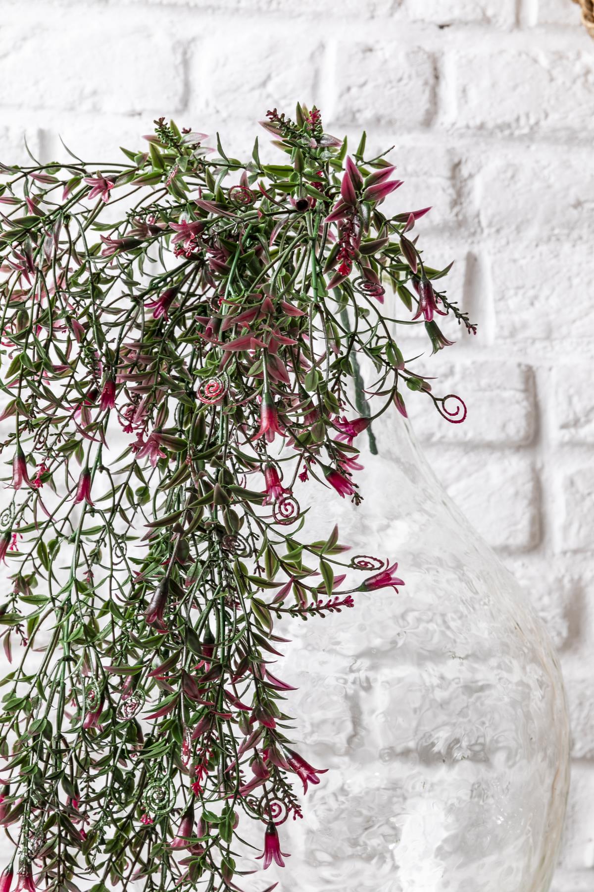 Yapay Sarmaşık Uv Korumalı Küpe Yeşil Pembe 80 Cm 5 Dal