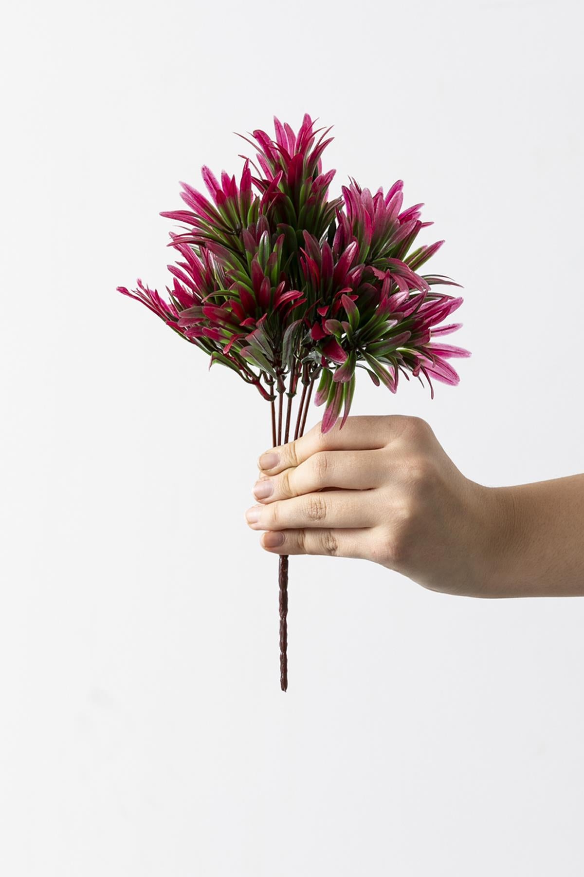 Yapay Şefrole Demeti Yeşil Pembe 30 Cm 5 Dal(Uv)