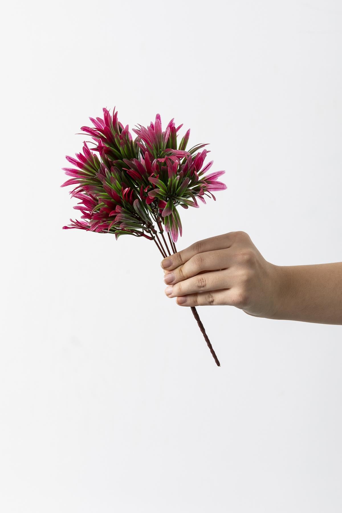 Yapay Şefrole Demeti Yeşil Pembe 30 Cm 5 Dal(Uv)