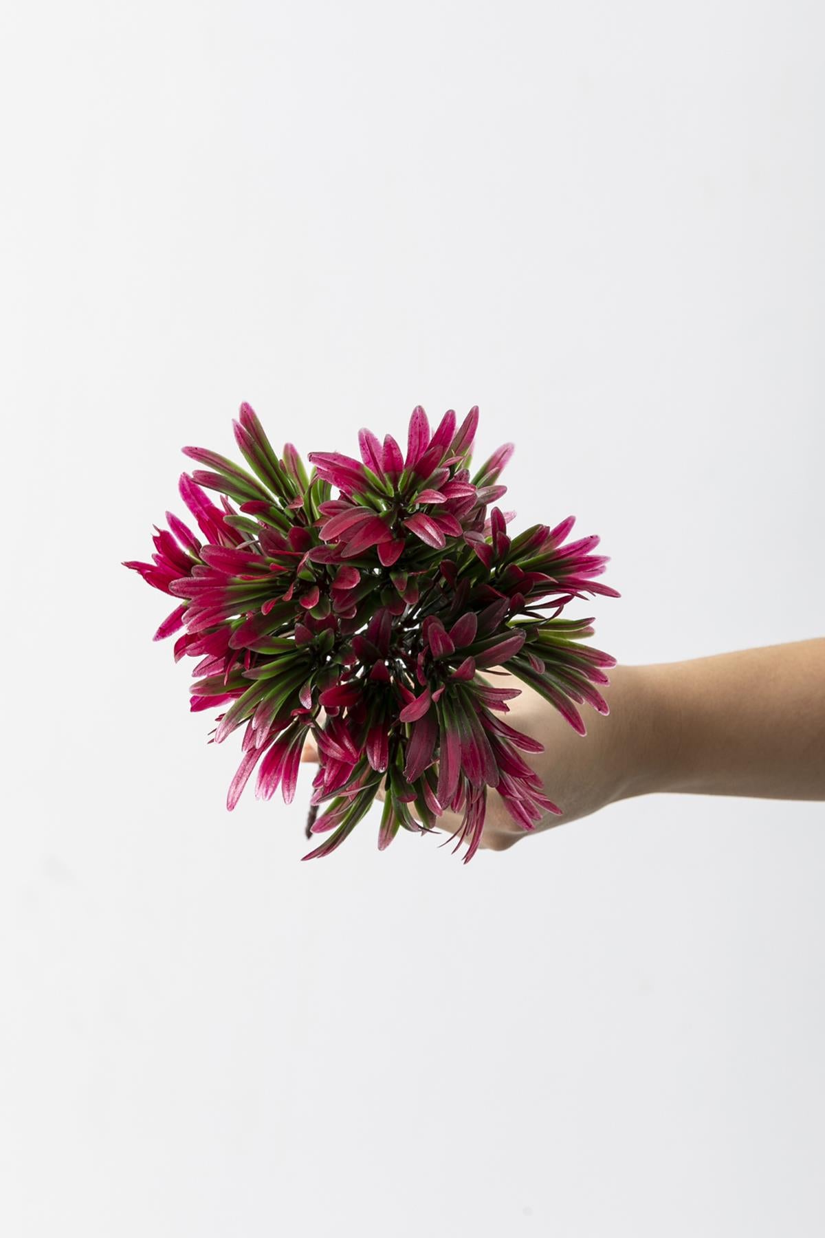 Yapay Şefrole Demeti Yeşil Pembe 30 Cm 5 Dal(Uv)