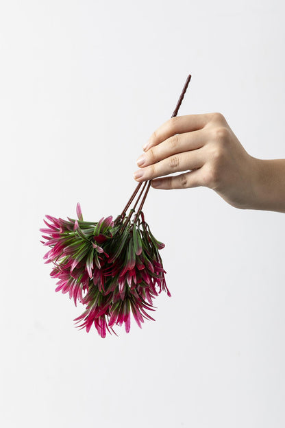 Yapay Şefrole Demeti Yeşil Pembe 30 Cm 5 Dal(Uv)