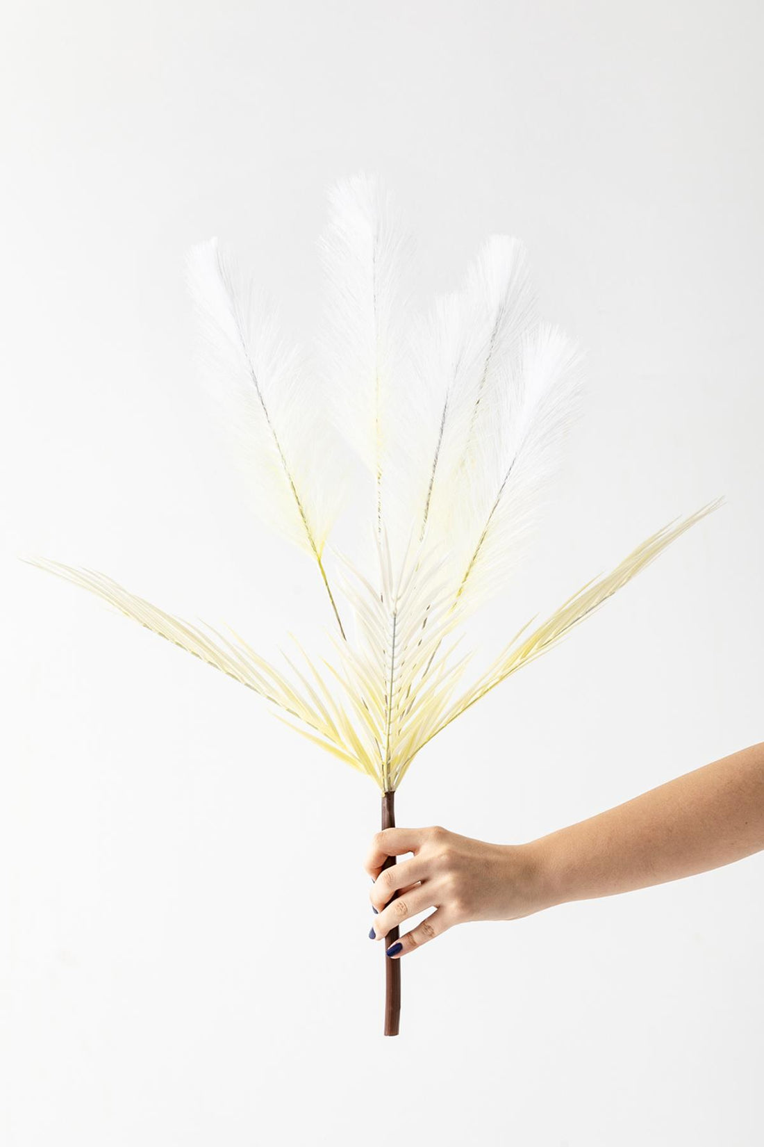 Yapay Tüylü Palmiye Yaprağı 75 Cm 8 Dal Beyaz