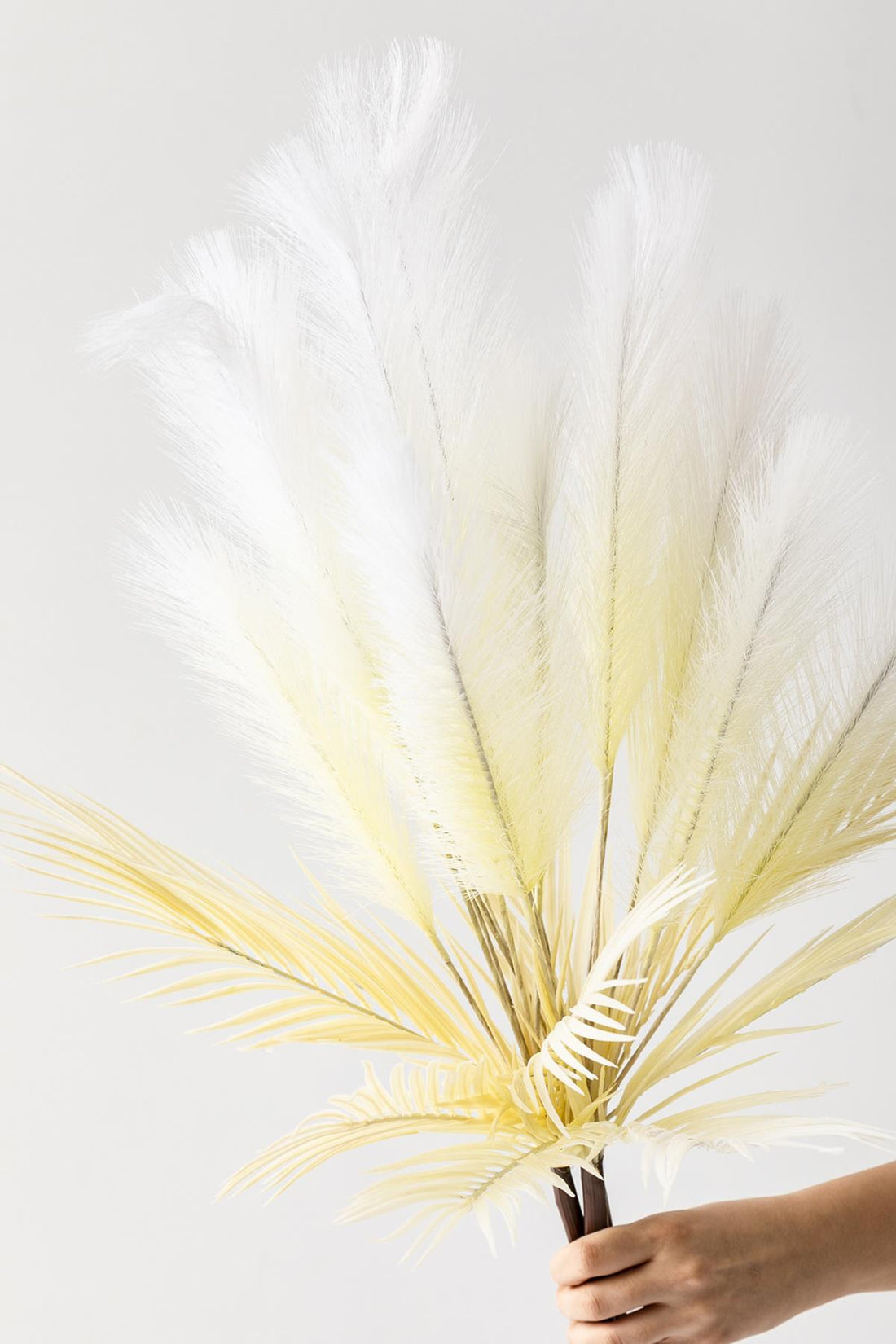 Yapay Tüylü Palmiye Yaprağı 75 Cm 8 Dal Beyaz