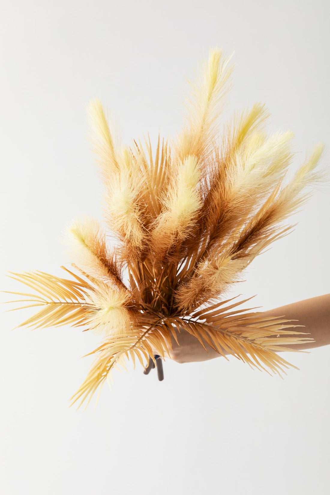 Yapay Tüylü Palmiye Yaprağı 75 Cm 8 Dal Kahverengi