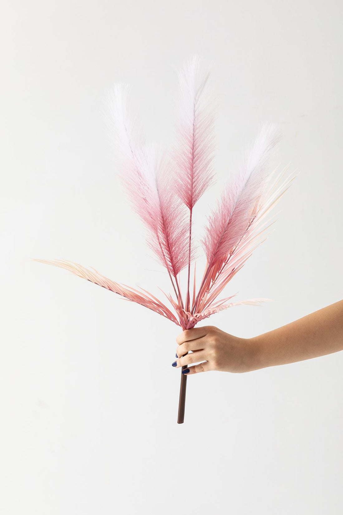 Yapay Tüylü Palmiye Yaprağı 75 Cm 8 Dal Pembe