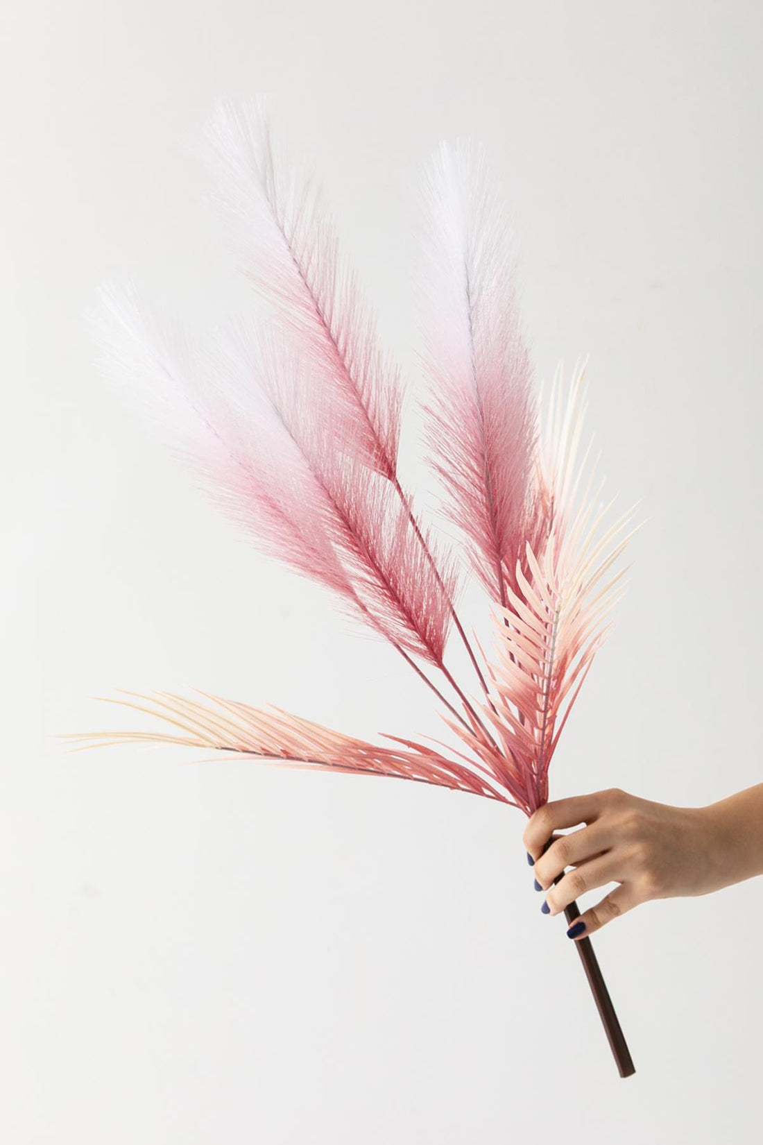 Yapay Tüylü Palmiye Yaprağı 75 Cm 8 Dal Pembe