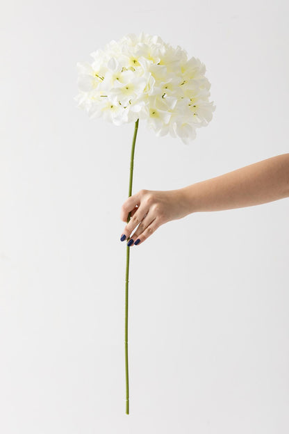 Yapay Vazo Çiçeği Ortanca 75 Cm 5 Dal Beyaz