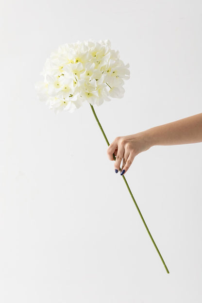 Yapay Vazo Çiçeği Ortanca 75 Cm 5 Dal Beyaz