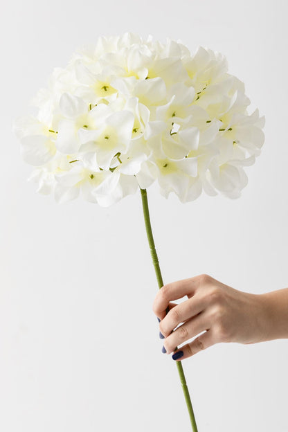 Yapay Vazo Çiçeği Ortanca 75 Cm 5 Dal Beyaz