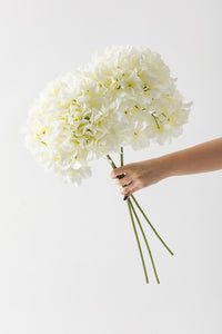 Yapay Vazo Çiçeği Ortanca 75 Cm 5 Dal Beyaz