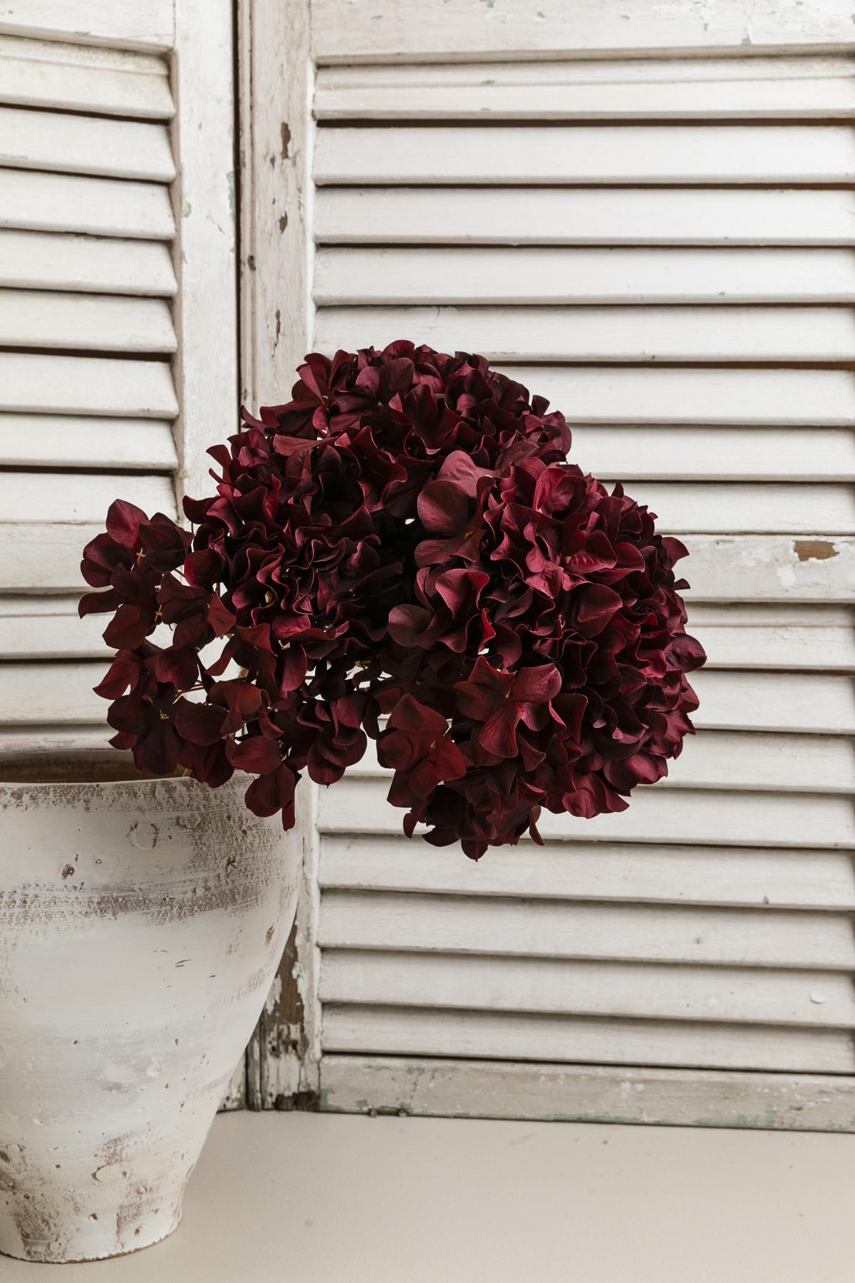 Yapay Vazo Çiçeği Ortanca 75 Cm 5 Dal Bordo