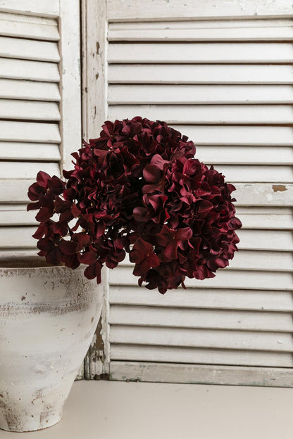 Yapay Vazo Çiçeği Ortanca 75 Cm 5 Dal Bordo