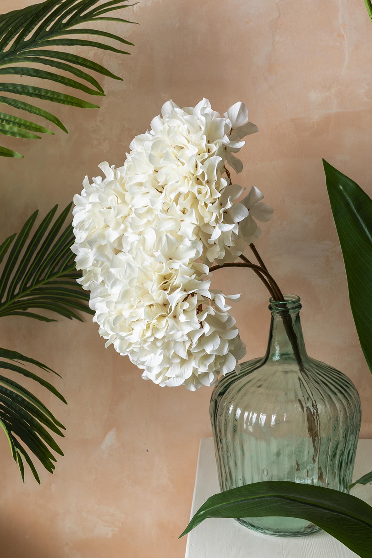 Yapay Vazo Çiçeği Ortanca 75 Cm 5 Dal Krem