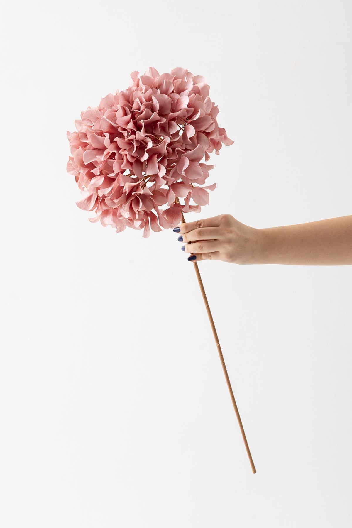 Yapay Vazo Çiçeği Ortanca 75 Cm 5 Dal Pembe