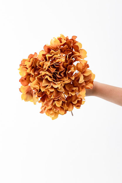 Yapay Vazo Çiçeği Ortanca 75 Cm 5 Dal Turuncu
