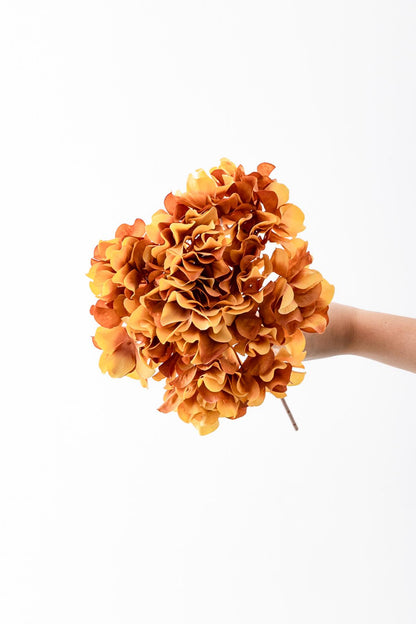 Yapay Vazo Çiçeği Ortanca 75 Cm 5 Dal Turuncu