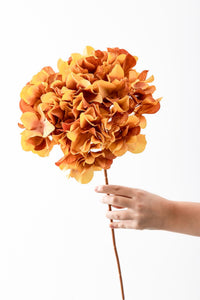 Yapay Vazo Çiçeği Ortanca 75 Cm 5 Dal Turuncu