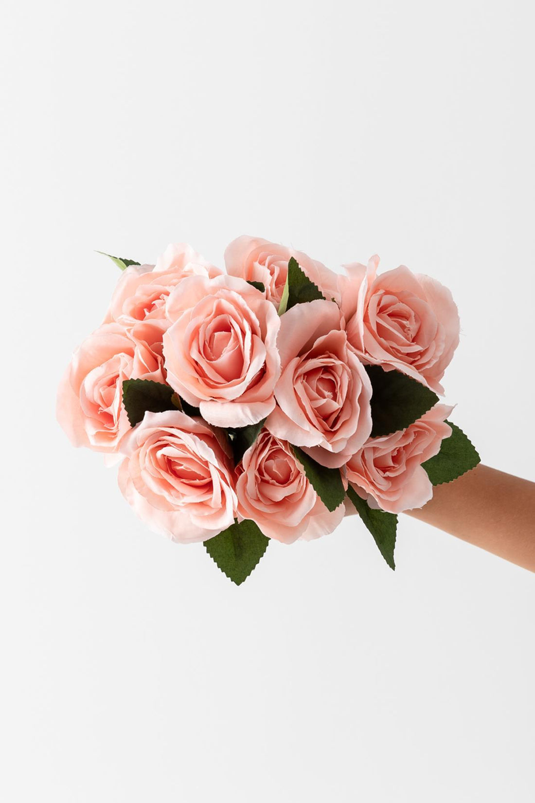 Yapay Yapraklı Gül 9 Dallı 40 Cm Pembe 