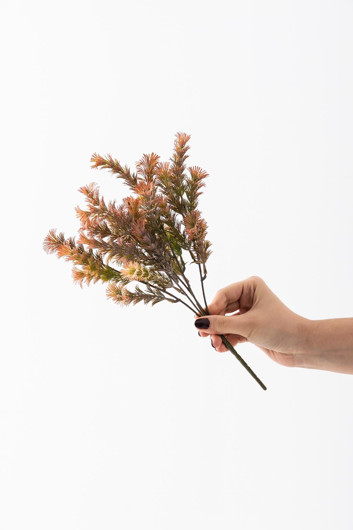 Yapay Yeşillik Demeti Turuncu 35 Cm 5 Dal