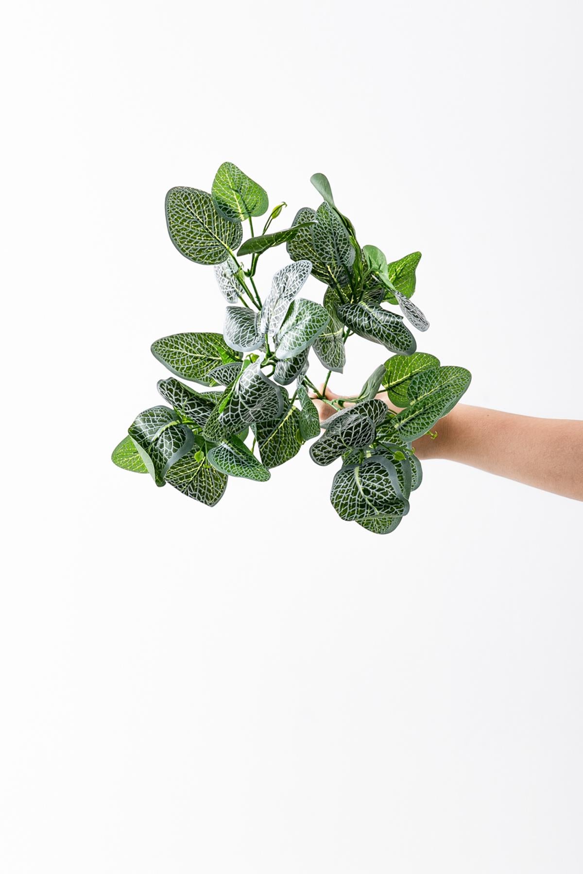 Yapay Yeşillik Demeti Yeşil Beyaz 40 cm 5 Dal