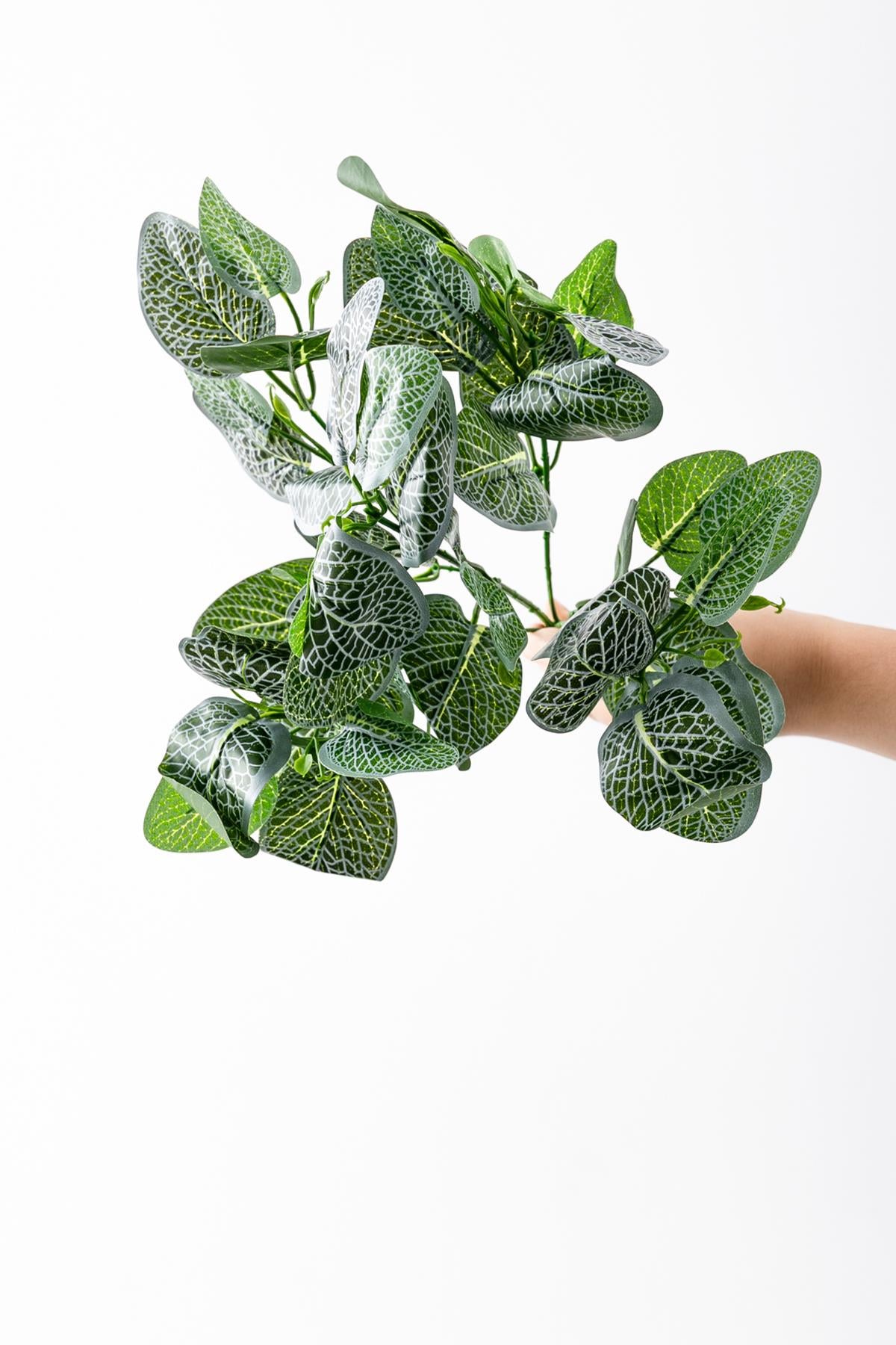 Yapay Yeşillik Demeti Yeşil Beyaz 40 cm 5 Dal