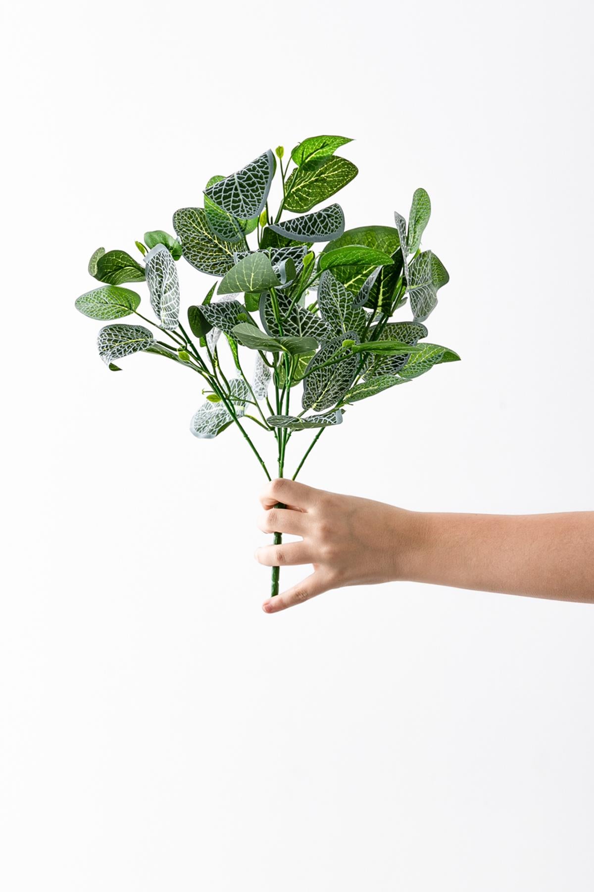 Yapay Yeşillik Demeti Yeşil Beyaz 40 cm 5 Dal