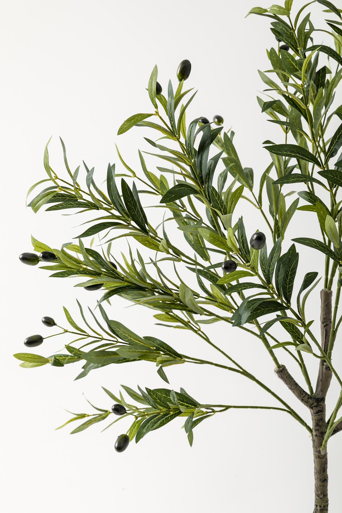 Yapay Zeytin Ağacı 160 Cm Siyah Gümüş Metal Saksı