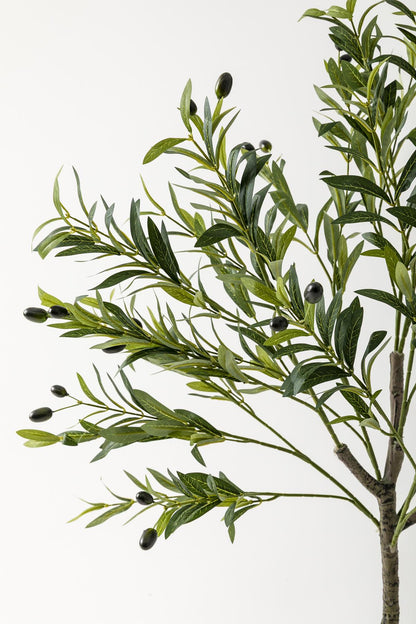 Yapay Zeytin Ağacı 160 Cm Siyah Gümüş Metal Saksı