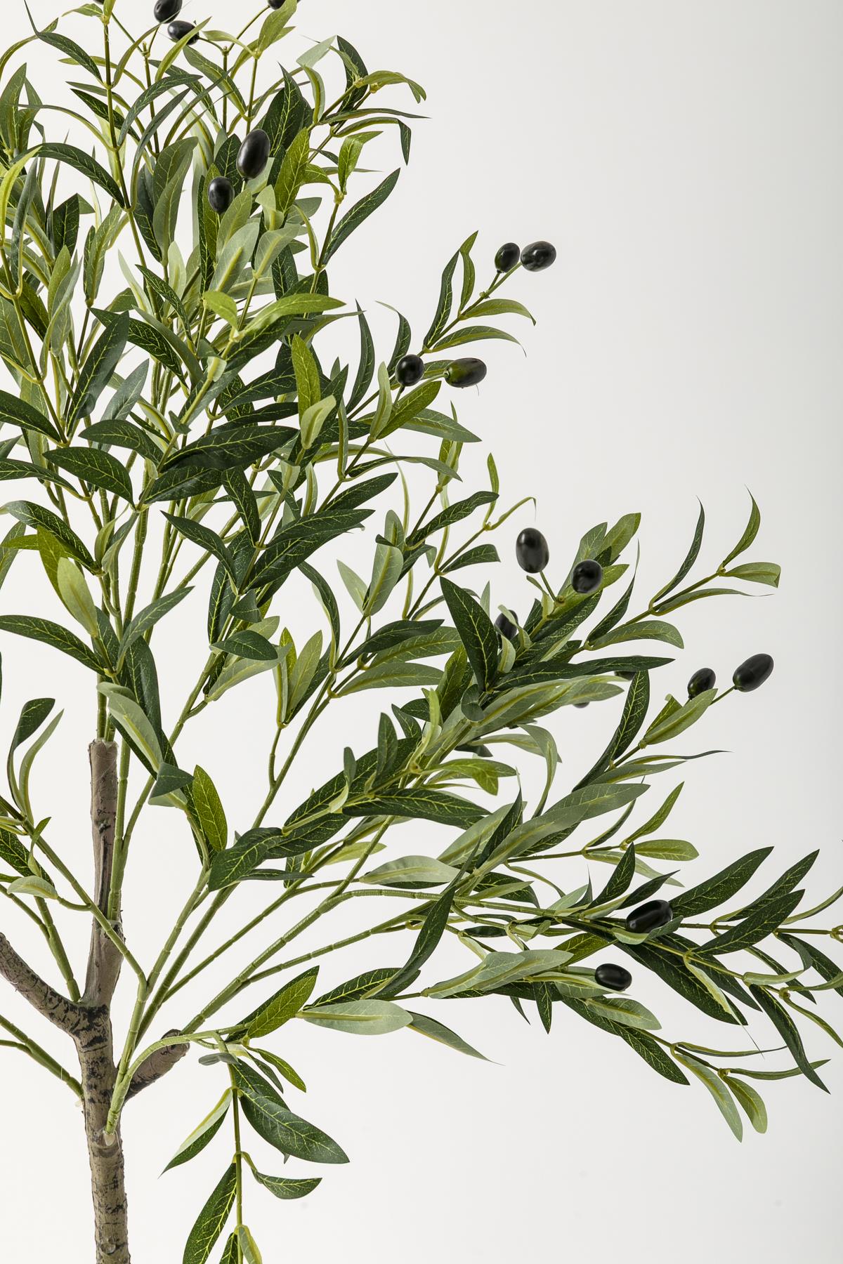 Yapay Zeytin Ağacı 160 Cm Siyah Gümüş Metal Saksı