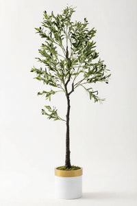 Yapay Zeytin Ağacı 175 Cm Beyaz Gold Metal Saksı