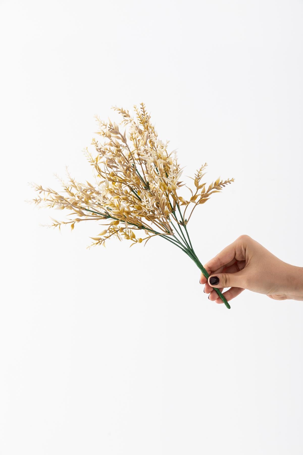 Yapay Zeytin Çiçeği Demet Krem 35 Cm 5 Dal