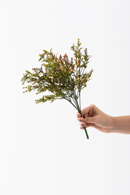 Yapay Zeytin Çiçeği Demet Yeşil Turuncu 35 Cm 5 Dal